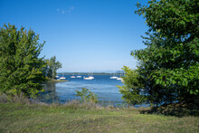 Sailboats At Anchor On Lake Champlain