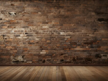 Old Brick Wall And Wooden Floor