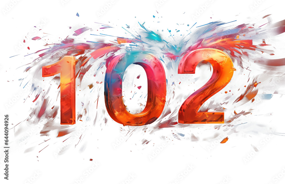 number 102 in paint brush illustration on transparent background for ...