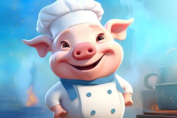 Canvas Print - mascot for a pork meat brand