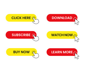 Poster - different web buttons with cursor. buttons set. ui design buttons set