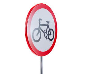 3D render of Round Bicyle road sign on transparent background