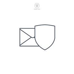 Wall Mural - Email with Shield icon symbol vector illustration isolated on white background