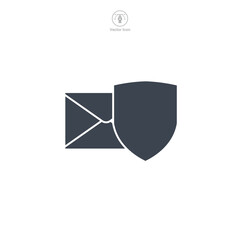Wall Mural - Email with Shield icon symbol vector illustration isolated on white background