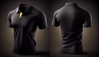 Realistic mockup of male black polo shirt, Ai generated image