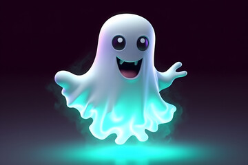 Poster - 3d cute ghost Made with Generative AI