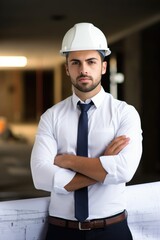 Canvas Print - portrait of a handsome young male architect working at construction site