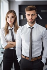 Poster - cropped shot of two young colleagues standing in the office