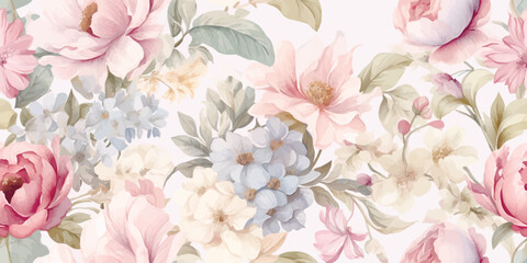 modern vintage floral seamless pattern on light background. contemporary vector illustration. illust