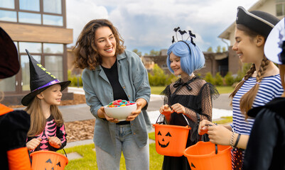 Wall Mural - people celebrating Halloween