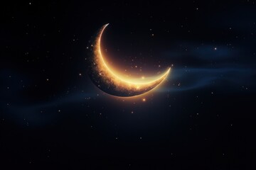 Poster - Beautiful crescent moon in the night sky.