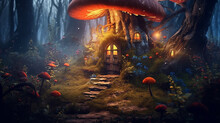 A Small House Made Of Mystical Dream Mushrooms.