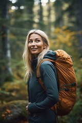 shot of an attractive young woman enjoying a hike in the woods