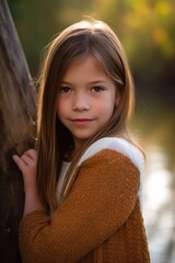 Poster - portrait of a cute young girl in the outdoors