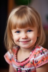 portrait of a cute little girl smiling at the camera