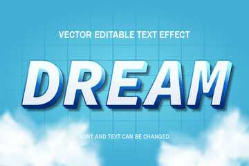 dream blue sky style design typography lettering 3d editable text effect font template background banner