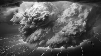Wall Mural - black and white tornado whirlwind cloud landscape.