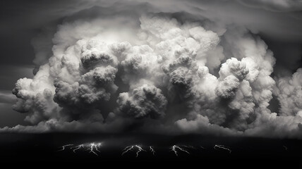 Wall Mural - black and white tornado whirlwind cloud landscape.