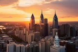 Fototapeta  - Philadelphia United States centrum city in sunset 