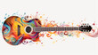 guitar on a white background musical abstract background.