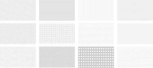 Set of pattern background. Vertical line pattern, box lien pattern, block pattern, circle pattern, hexagon pattern, use for textile, paper, book, design element. vector pattern  