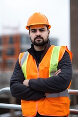 Canvas Print - portrait of a confident young man working at a construction site