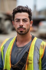 Canvas Print - portrait of a confident young man working at a construction site