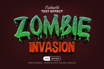 Poster - Zombie Text Effect Textured Slime Style. Editable Text Effect.