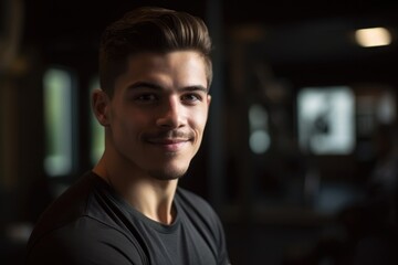 Wall Mural - portrait of a young man working out at the gym