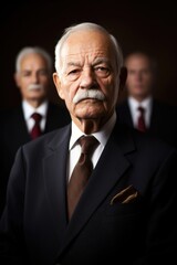 Poster - portrait of a senior gentleman with his colleagues standing in the background