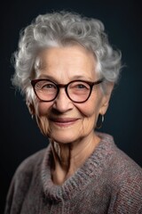 senior woman, portrait smile and face with glasses for vision, healthcare or spectacles in studio