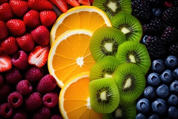 Poster - Background of tropical different fruits.