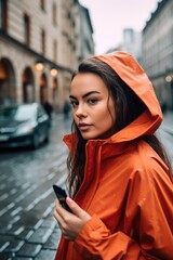 Sticker - shot of an attractive young woman using a smartphone while going for a run in the city