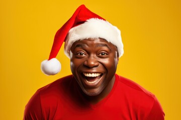 Poster - Dark-skinned man wearing a Santa Claus hat