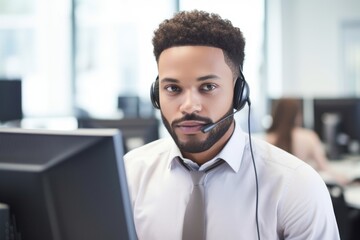 Wall Mural - portrait of a confident young man working in a call centre