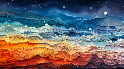 Wall Mural - Patterns of digital weather fronts