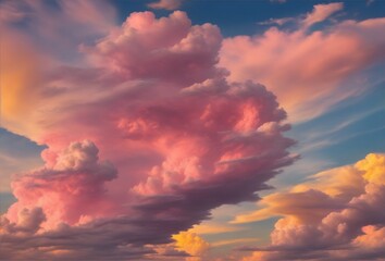 Wall Mural - a beautiful sky filled with swirling clouds of pink and yellow hues.