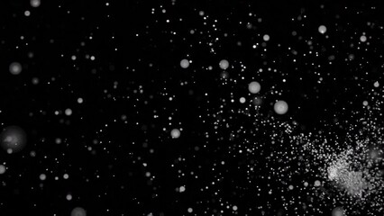 Poster - Background of fast moving dots in storm. Design. A lot of points are moving in fast random flow. Storm of colored dots on black background