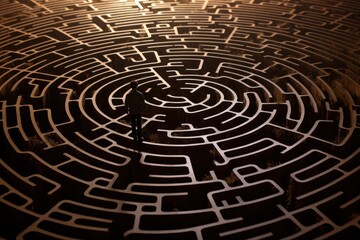 Poster - Silhouette of a man in a labyrinth.