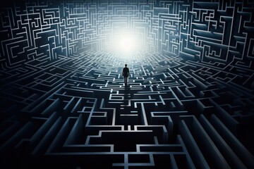 Poster - Silhouette of a man in a labyrinth.