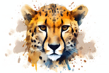 Canvas Print - cheetah in watercolor style Made with Generative AI