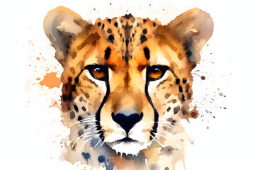 Canvas Print - cheetah in watercolor style Made with Generative AI