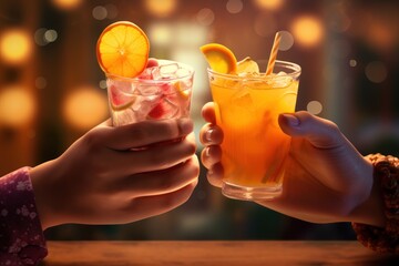 Poster - hands with a cocktail.