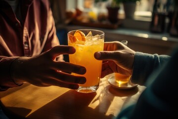 Poster - hands with a cocktail.
