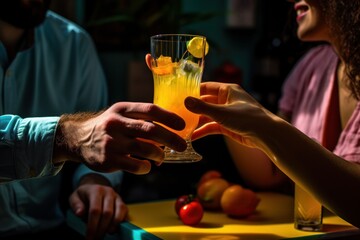 Poster - hands with a cocktail.