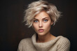 © Tetiana - Generative AI portrait of fashion model advertising blond brunette hair paint polish coloring hairstyle