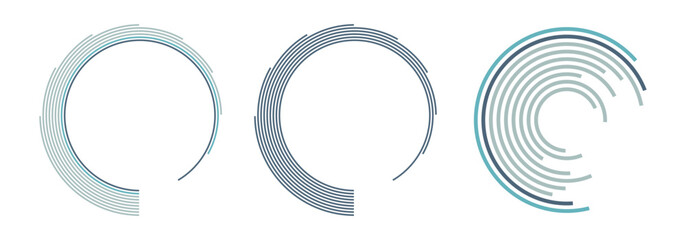 Wall Mural - set of abstract circle technology backgrounds. infographic templates with color round stripes. circu