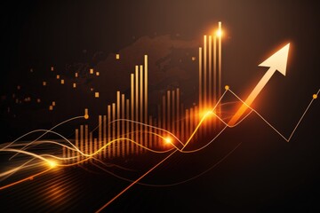 Poster - Abstract glowing business chart on dark background, concept of success and growth
