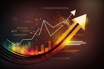Poster - Highly business graph on digital background. Ideal for statistic data display