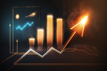 Poster - Business graph and arrow on abstract background. Success concept